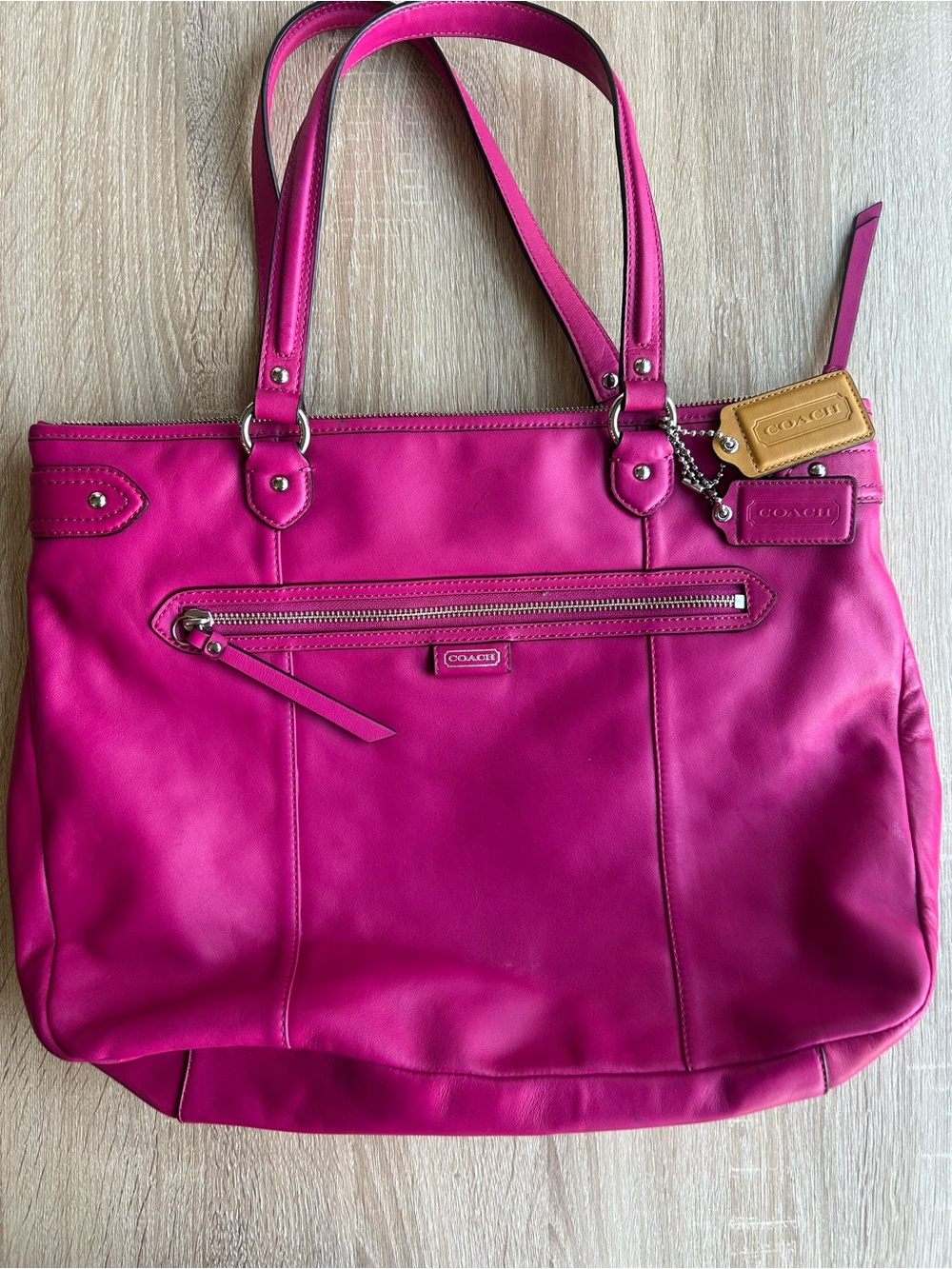 Coach Daisy Magenta Leather Tote Bag Pink